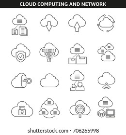 cloud computing icons in line style