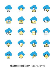 Cloud Computing icons, Monochrome color - Vector Illustration