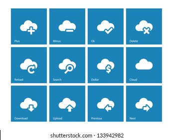 Cloud Computing Icons on blue background. Vector illustration.