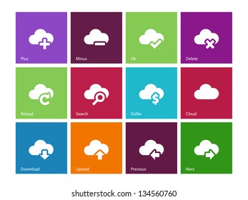 Cloud Computing icons on ccolor background. Vector illustration.