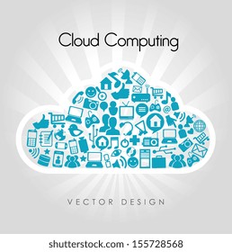 cloud computing icons over beige background vector illustration  