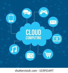 cloud computing icons over blue background vector illustration  