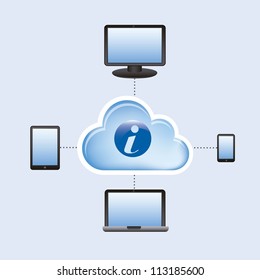 cloud computing with icons over white background. vector