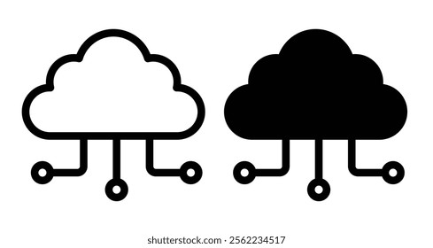 Cloud computing Icons pack in outlined and flat versions