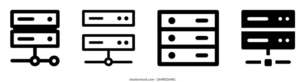 Ícones de computação em nuvem representando armazenamento de dados, conexão e gerenciamento de servidor