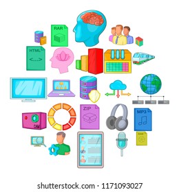 Cloud computing icons set. Cartoon set of 25 cloud computing vector icons for web isolated on white background