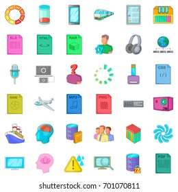 Cloud computing icons set. Cartoon style of 36 cloud computing vector icons for web isolated on white background