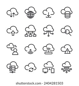 cloud computing icons set isolated on white