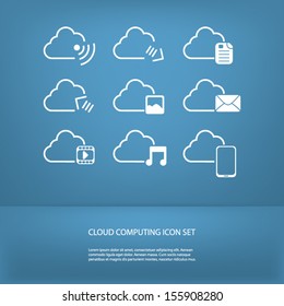 Cloud computing icons set in modern flat design with space for text