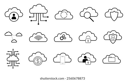 cloud computing icons set on white background
Vector set of modern technology icons