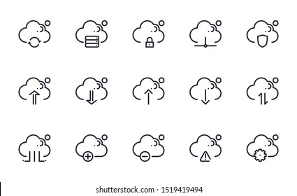 Cloud computing icons set outline style