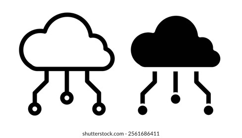 Cloud computing Icons set in solid and thin line style