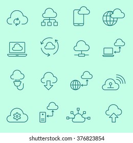 Cloud Computing  Icons, Thin Line, Flat Design