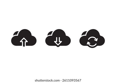 Cloud Computing Icons: Upload, Download, and Synchronization