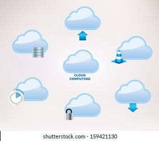 Cloud computing icons. Vector illustration