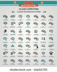 Cloud Computing Icons,Blue Version,vector