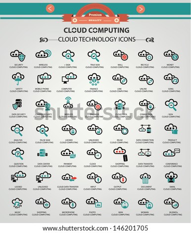 Cloud computing icons,Blue version,vector