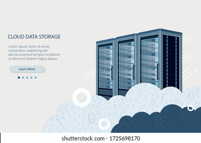 Ilustración de computación en nube.Dispositivo de almacenamiento de datos, servidor de medios. Web hosting y tecnología en la nube.Protección de datos,seguridad de bases de datos.Copia de seguridad, copia y migración de datos entre servicios de almacenamiento en la nube.