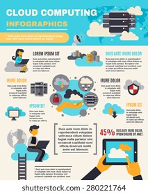 Cloud computing infographics set with information technology symbols vector illustration