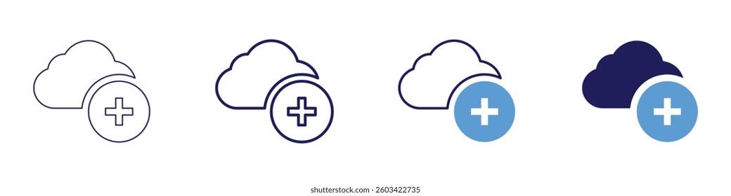 Cloud computing infrastructure services icon in 4 different styles. Thin Line, Line, Bold Line, Duotone. Duotone style. Editable stroke.