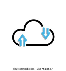 cloud computing. Infrastructure technology, data system storage service concept. Upload and download icons. mixed design style. vector template design