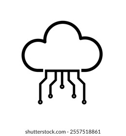 cloud computing. Infrastructure technology, data system storage service concept. Upload and download icons. Line design style. vector template design
