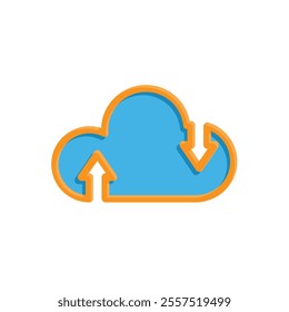 cloud computing. Infrastructure technology, data system storage service concept. Upload and download icons. colored flat design style. vector template design