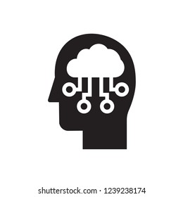 Cloud computing interface icon. Head with connectivity sign