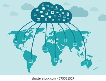 Cloud computing internet concept with a lot of icons 