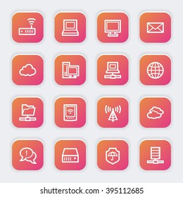 Cloud computing and internet, desktop and laptop, wireless and network, server and folder, icons set
