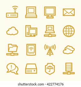 Cloud computing and internet, desktop and laptop, wireless and network, server and folder, icons set