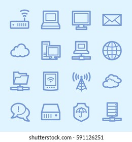 Cloud computing and internet, desktop and laptop, wireless and network, server and folder, icons set
