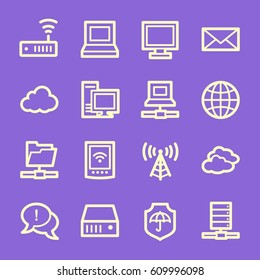 Cloud computing and internet, desktop and laptop, wireless and network, server and folder, icons set