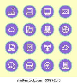 Cloud computing and internet, desktop and laptop, wireless and network, server and folder, icons set