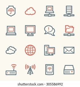 Juego de iconos de Internet y computación en nube