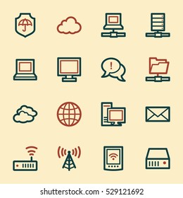 Cloud computing & internet icons set