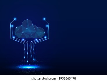 Cloud computing and internet of things concept. Cloud processing Service provision And manage information through the Internet.