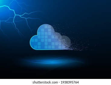 Cloud computing and Internet of things concept. Risk of cloud data theft if not getting good data protection.