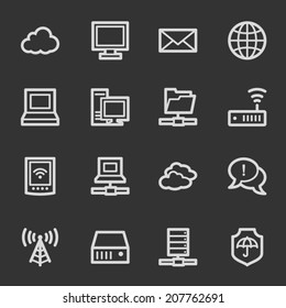Cloud computing & internet web icons, grey set