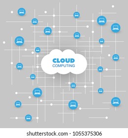 Cloud Computing, IoT Design Concept with Icons - Digital Network Connections, Technology Background