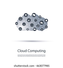 Cloud Computing, IoT, IIoT, Networking, Future Technology Concept Background, Creative Design Template with Icons - Illustration in Editable Vector Format