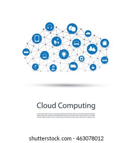 Cloud Computing, IoT, IIoT, Networking, Future Technology Concept Background, Creative Design Template with Icons - Illustration in Editable Vector Format