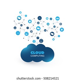 Cloud Computing, IoT, IIoT, Networking, Future Technology Concept Background, Creative Design Template with Icons - Illustration in Editable Vector Format