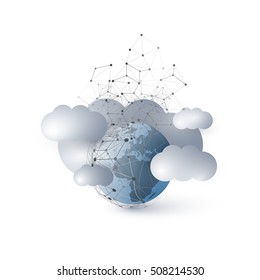 Cloud Computing, IoT, IIoT, Networking, Future Technology Concept Background, Creative Design Template - Illustration in Editable Vector Format