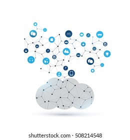 Cloud Computing, IoT, IIoT, Networking, Future Technology Concept Background, Creative Design Template with Icons - Illustration in Editable Vector Format