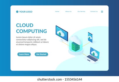 cloud computing isometric website landing page template