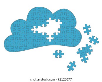Cloud Computing - jigsaw pieces are movable separate pieces