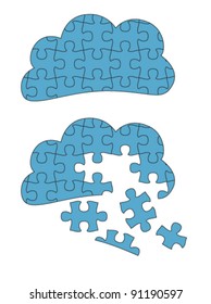 Cloud Computing Jigsaws - jigsaw pieces are movable separate pieces