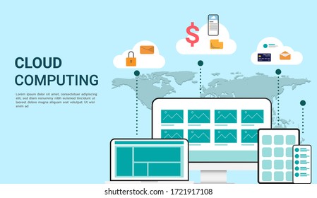 Cloud computing landing page website vector illustration some Elements of this image furnished by NASA