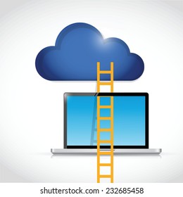 cloud computing laptop access illustration design over a white background